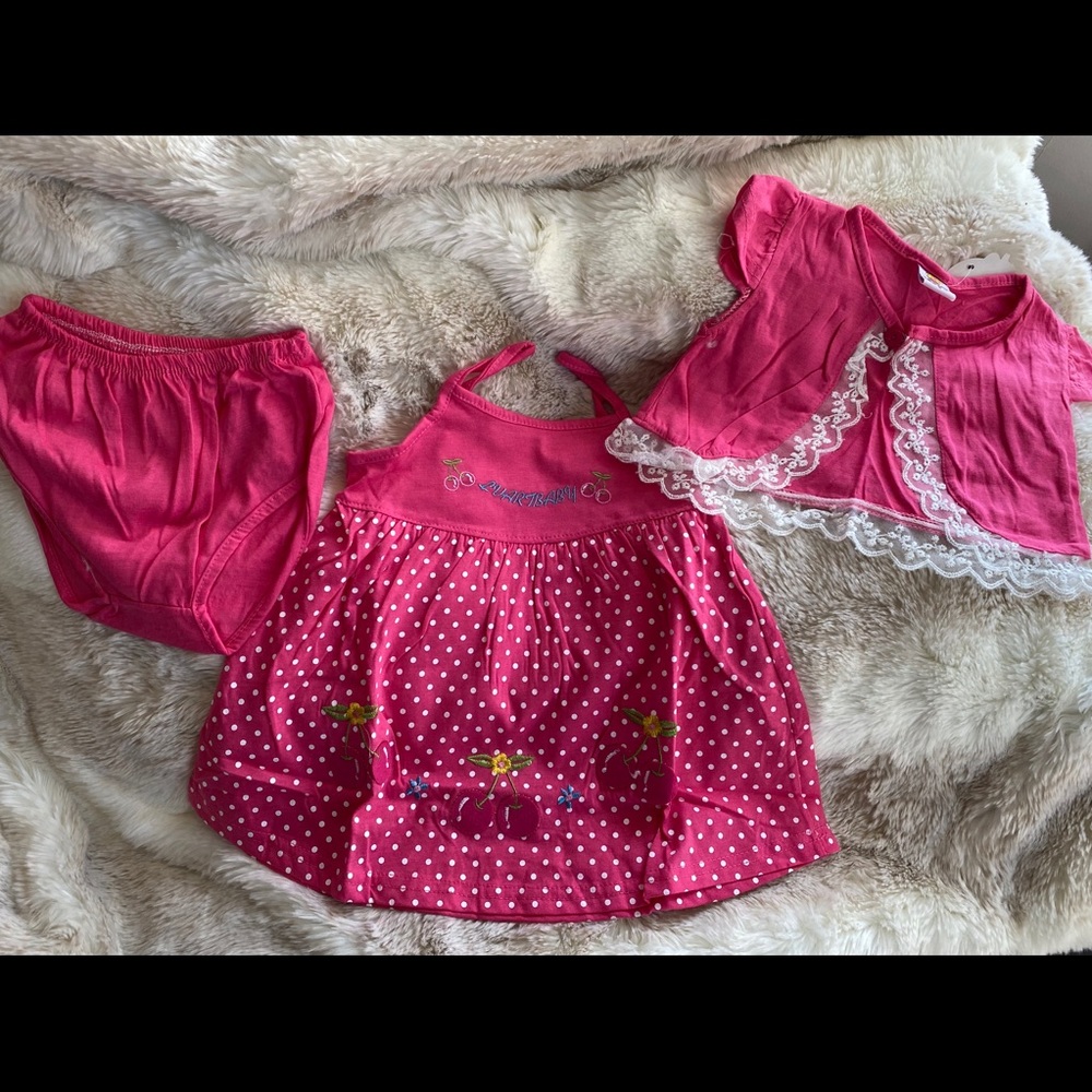 Pink and polka dot 3 piece set NWOT